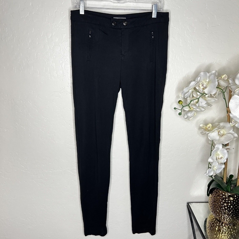 Vince Womens Ponte Knit Pants Skinny Stitch Front Seam Faux Zip Pockets Black 8